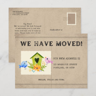 Cartão Postal Anúncio de Movimentação de Novo Endereço Rustic