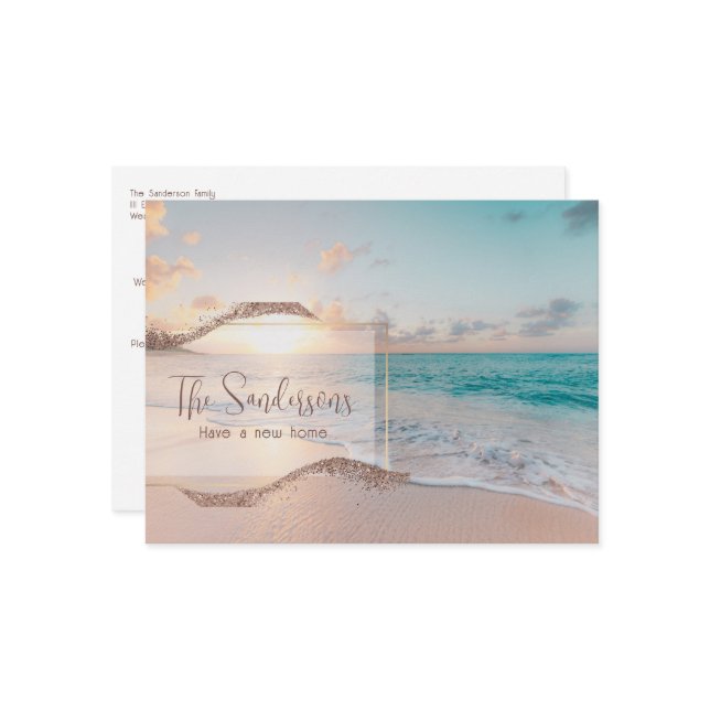 Cartão Postal Anúncio de Movimentação de Praia Moderna para Casa (Frente/Verso In Situ)