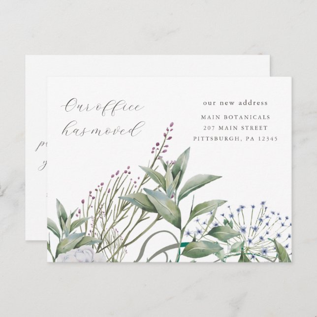 Cartão Postal Anúncio de Movimentação do Escritório de Negócios  (Frente/Verso)