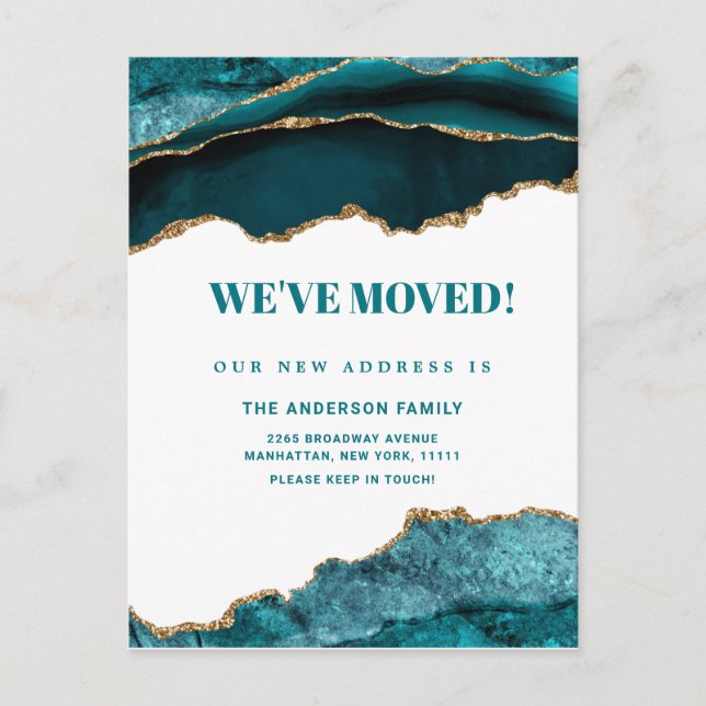 Cartão Postal Anúncio de Movimentação do Novo Endereço Azul Dour (Frente)