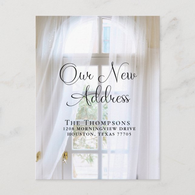 Cartão Postal Anúncio de Movimentação Elegante Novo Endereço (Frente)