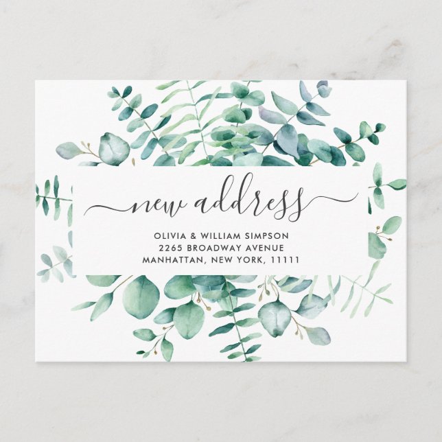 Cartão Postal Anúncio de Movimentação Eucalyptus com Aquarela El (Frente)