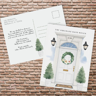 Cartão Postal Anúncio de movimento da porta frontal branca