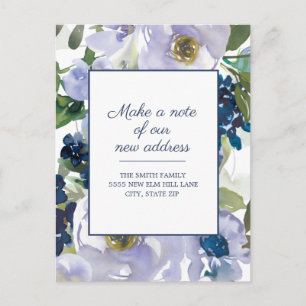 Cartão Postal Anúncio de Mudança Azul Empolado Aquarela Floral