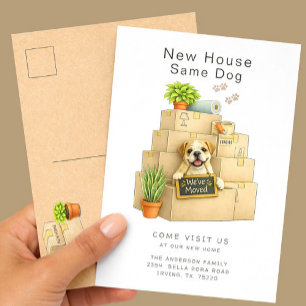 Cartão Postal Anúncio de Mudança da Bulldog para Nova Casa