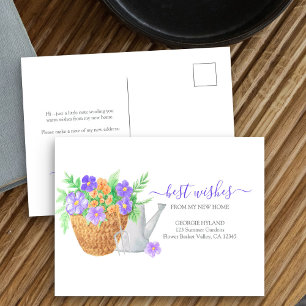 Cartão Postal Anúncio de Mudança de Endereço com Vaso de Flores