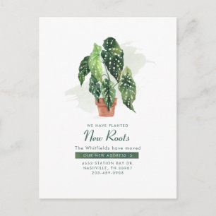 Cartão Postal Anúncio de Mudança de Endereço da Planta Aquarela