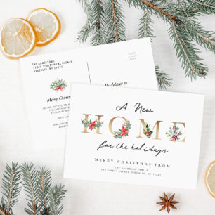 Cartão Postal anúncio de mudança de feriado em letras douradas