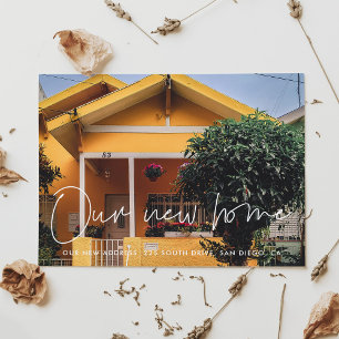 Cartão Postal Anúncio de mudança de foto moderno minimalista