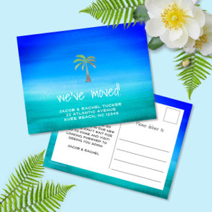 Cartão Postal Anúncio de Mudança de Palmeira Tropical Neon de Pr