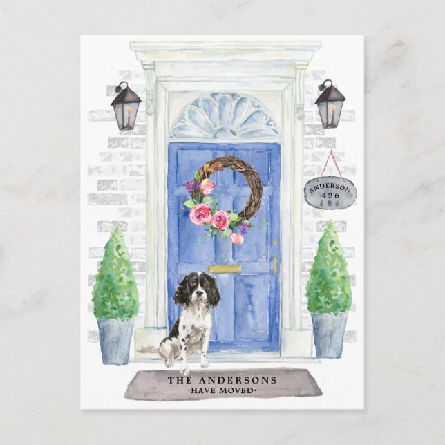 Cartão Postal Anúncio de Mudança do English Springer Spaniel   (Frente)