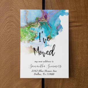 Cartão Postal Anúncio de Mudança Dourado Aquarela