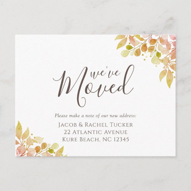 Cartão Postal Anúncio de Mudança Elegante de Outono Eucalipto (Frente)