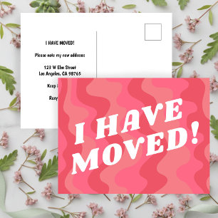 Cartão Postal ANÚNCIO DE MUDANÇA Listras Coloridas Rosa Ousado