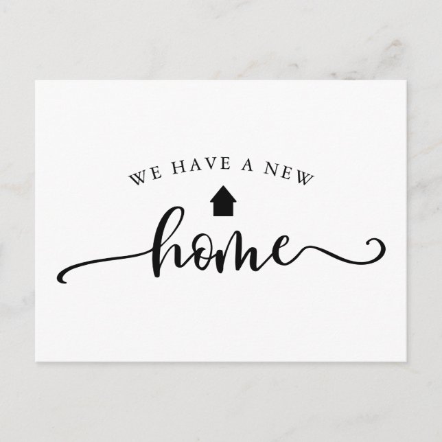 Cartão Postal Anúncio de Mudança Minimalista em Caligrafia (Frente)