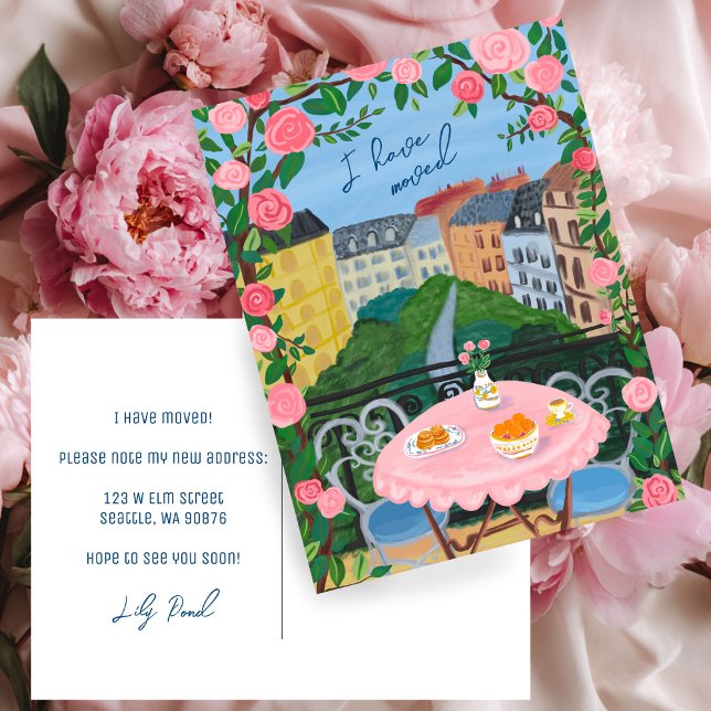 Cartão Postal ANÚNCIO DE MUDANÇA Novo Endereço Residencial Vista (MOVING ANNOUNCEMENT New Home Address Balcony View New Apartment New House Address Change Postcard
)