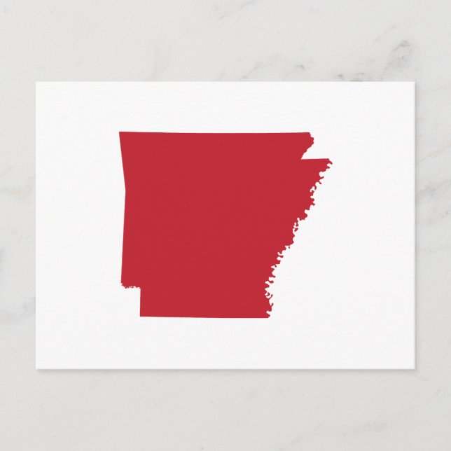 Cartão Postal Anúncio de mudança para Arkansas Branco e Vermelho (Frente)