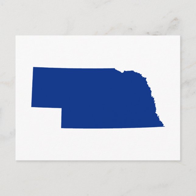Cartão Postal Anúncio de mudança para Nebraska Branco e Azul (Frente)