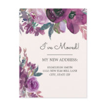 Anúncio de Mudança Roxo Aquarela Floral Creme