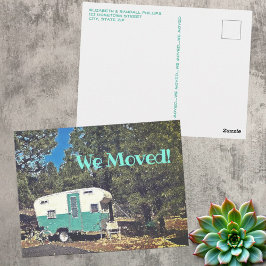 Cartão Postal Anúncio de Mudança Trailer de Camping Vintage