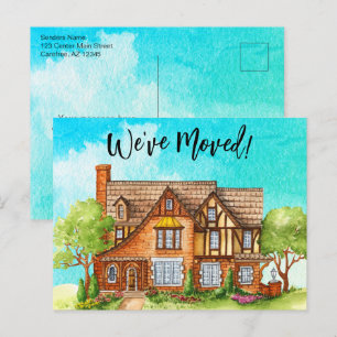 Cartão Postal Anúncio de Mudança Watercolor Cottage