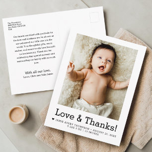 Cartão Postal Anúncio de Nascimento com Foto de Bebê Amor e Agra