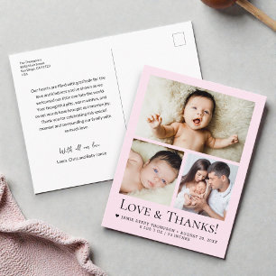 Cartão Postal Anúncio de nascimento com foto de bebê Love and Th