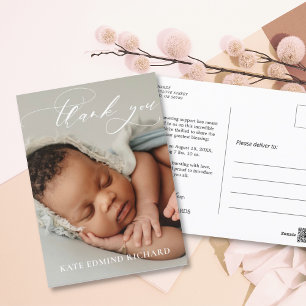 Cartão Postal Anúncio de Nascimento com Foto de Chuveiro de Bebê