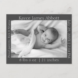 Cartão Postal Anúncio de Nascimento da Cinza Minimalista Neutra 