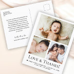 Cartão Postal Anúncio de Nascimento da Foto do Amor e Obrigados<br><div class="desc">Gratidão expressa em estilo com o obrigado de tipografia do Simple Love and Obrigado Photo Grid Baby Boy que você faz o cartão-postal! Apresentando um design limpo com um layout de grade de fotos, esta placa personalizável é perfeita para mostrar os momentos adoráveis de seu pequeno enquanto agradece aos amigos...</div>