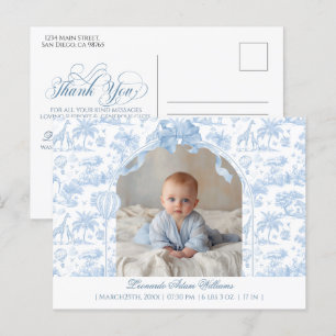 Cartão Postal Anúncio de Nascimento de Bebê Moderno Foto Obrigad