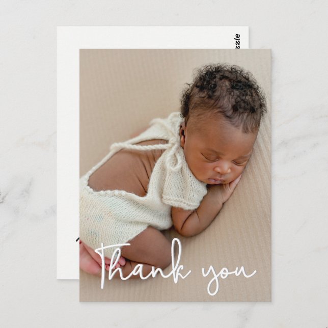 Cartão Postal Anúncio de nascimento de foto de bebê vertical Obr (Frente/Verso)