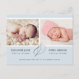 Cartão Postal Anúncio de nascimento de Foto de Boys Simples Azul
