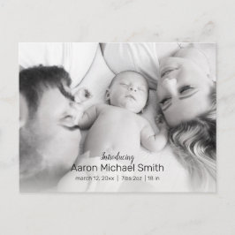Cartão Postal Anúncio de nascimento de Foto em Preto e Branco 2