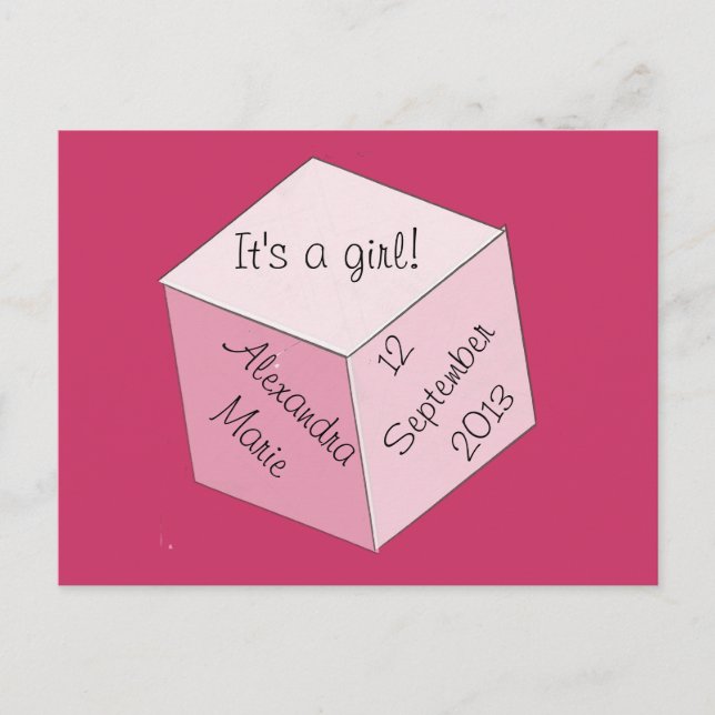 Cartão postal - Anúncio de Nascimento de Menina (Frente)