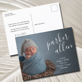 Cartão Postal Anúncio de Nascimento de Script Elegante
