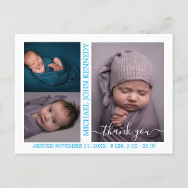 Cartão Postal Anúncio de Nascimento do Script de Colagem do Baby