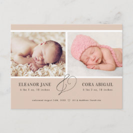 Cartão Postal Anúncio de Nascimento do Soft Terracotta Modern Tw