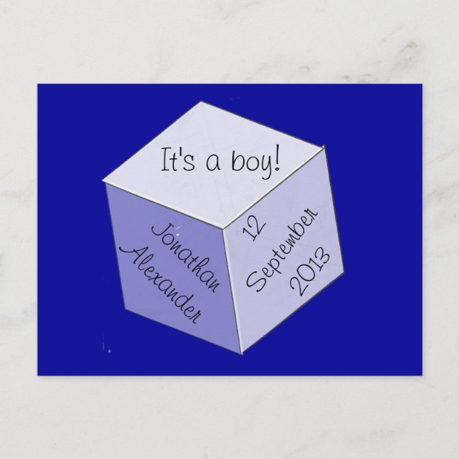 Cartão postal – Anúncio de Nascimento em Bloco de  (Frente)