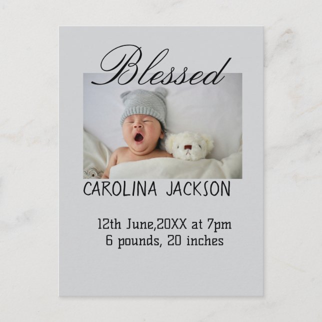 Cartão Postal Anúncio de nascimento moderno da nova nascer (Frente)