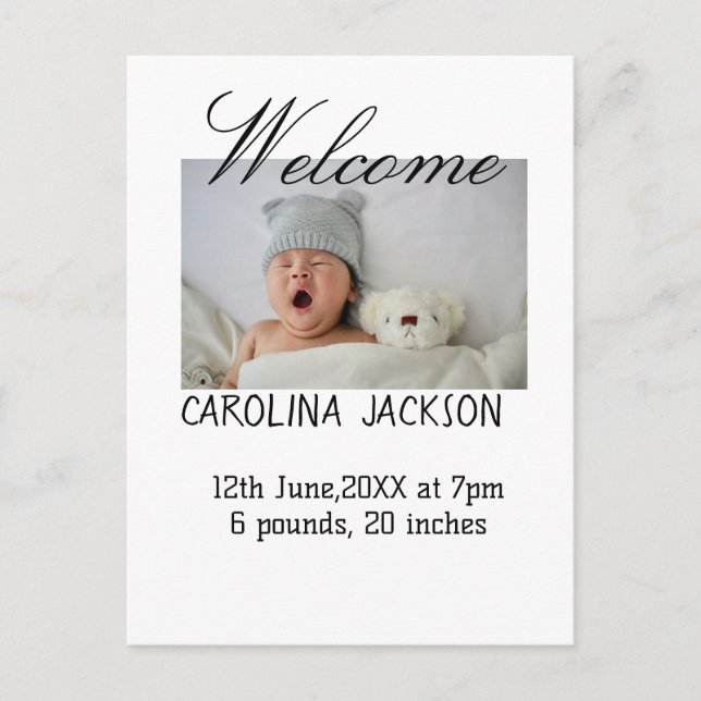 Cartão Postal Anúncio de nascimento moderno da nova nascer (Frente)