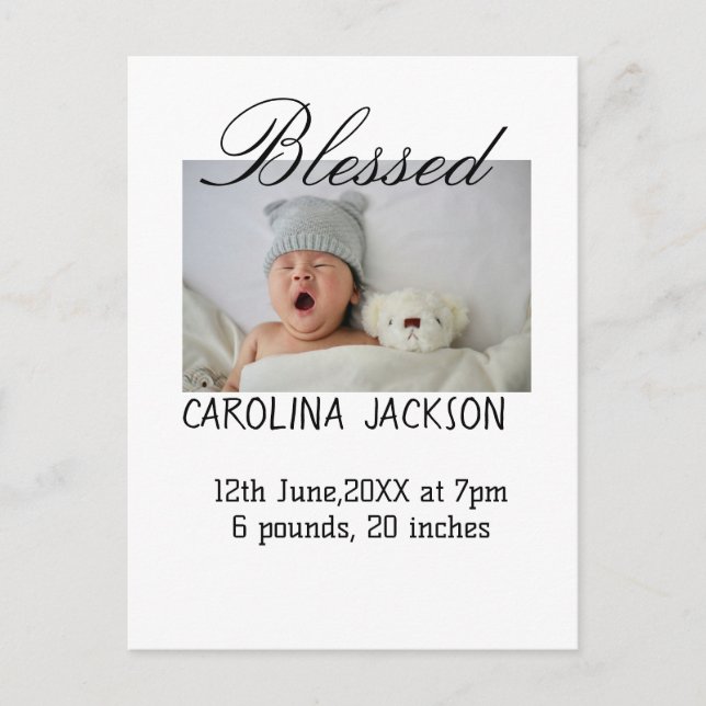 Cartão Postal Anúncio de nascimento moderno da nova nascer (Frente)