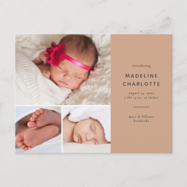 Cartão Postal Anúncio de Nascimento Multifotográfico Simples do  (Frente)