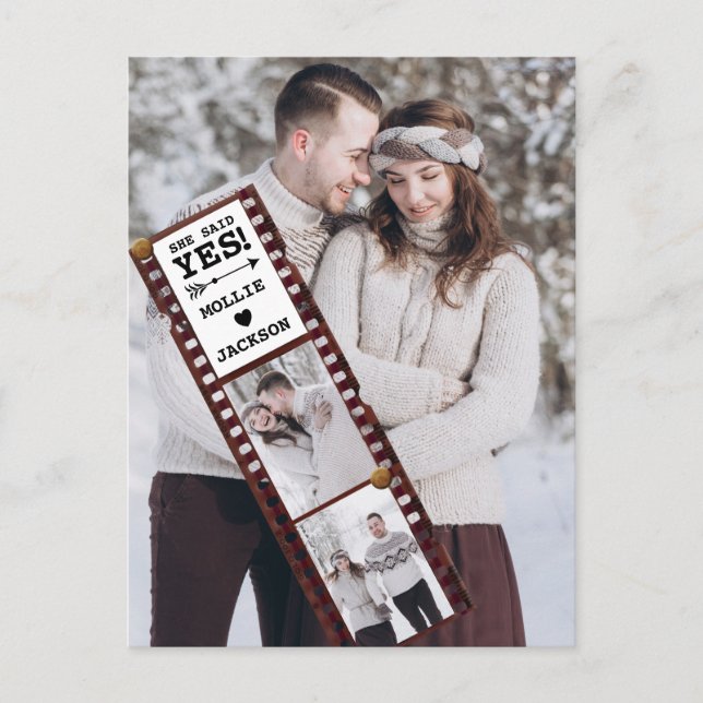 Cartão Postal Anúncio De noivado Ela Disse Sim Foto (Frente)