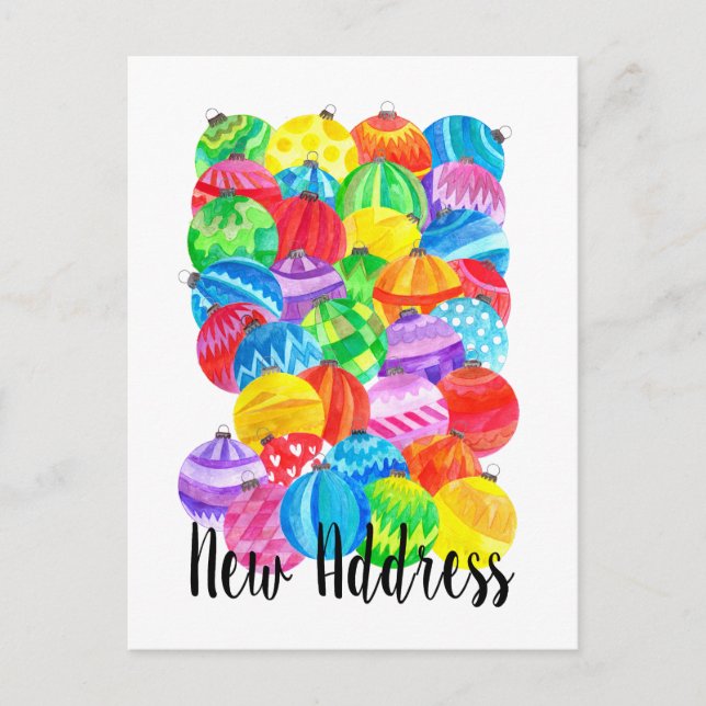 Cartão Postal Anúncio de novo endereço, borbulhas de aquarela (Frente)