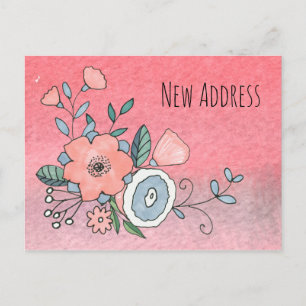 Cartão Postal Anúncio de Novo Endereço das Flores Cor-de-Rosa 