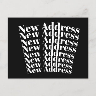 Cartão Postal Anúncio de Novo Endereço em Preto e Branco Moderno