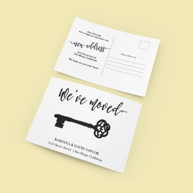 Cartão Postal Anúncio de novo endereço residencial de script e c (Criador carregado)