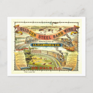 Cartão Postal Anúncio de produto Vintage Barbed Wire