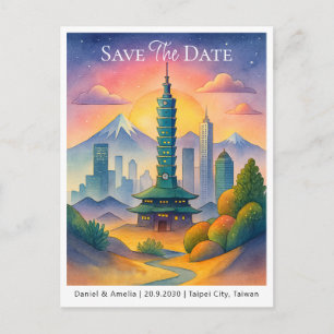 Cartão Postal Anúncio de Salve a Data Cidade de Taipei Taiwan